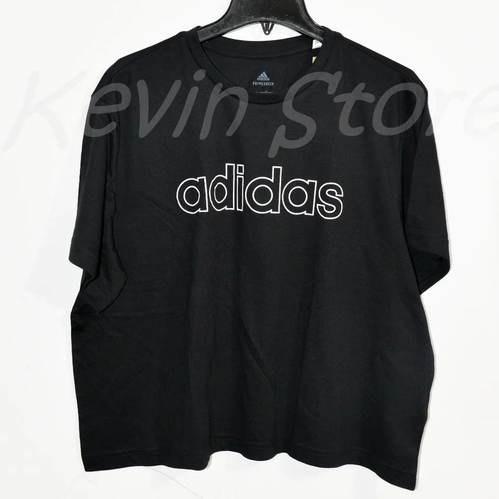BLACK NWT Adidas Ladies' Logo Crop Tees - Picture 3 of 5